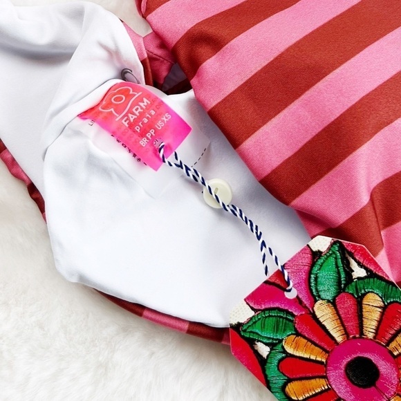 NWT Farm Rio Striped Convertible Off The Shoulder Bikini Top - Picture 4 of 5